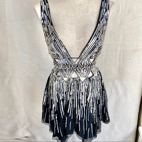 Vintage Y2K 2/4 Silk Sexy Embellished Party Dress - Picture 8 of 8